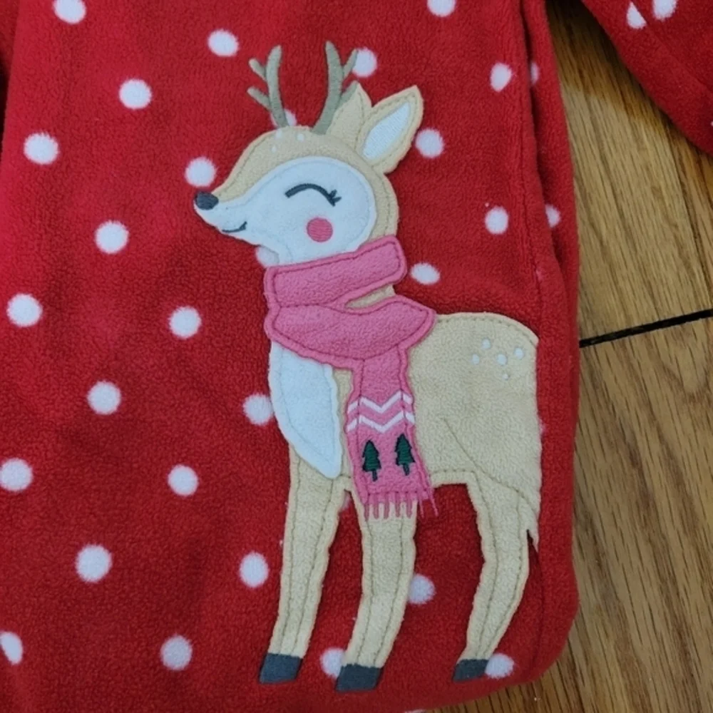 (2) Carter's Fleece Footed Pajamas Size‎ 2T Christmas Reindeer Santa Snowmen